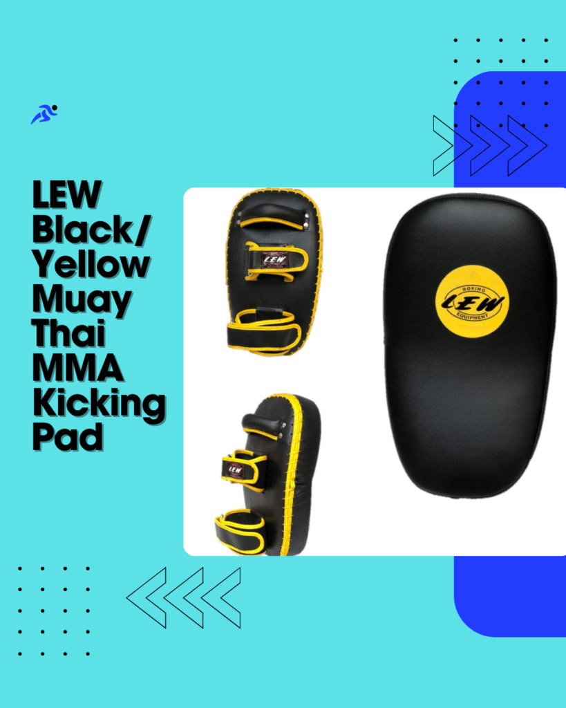 LEW Black/Yellow Muay Thai MMA Kickboxing Training Skintex Leather Curved Single Piece Kick Focus Pads